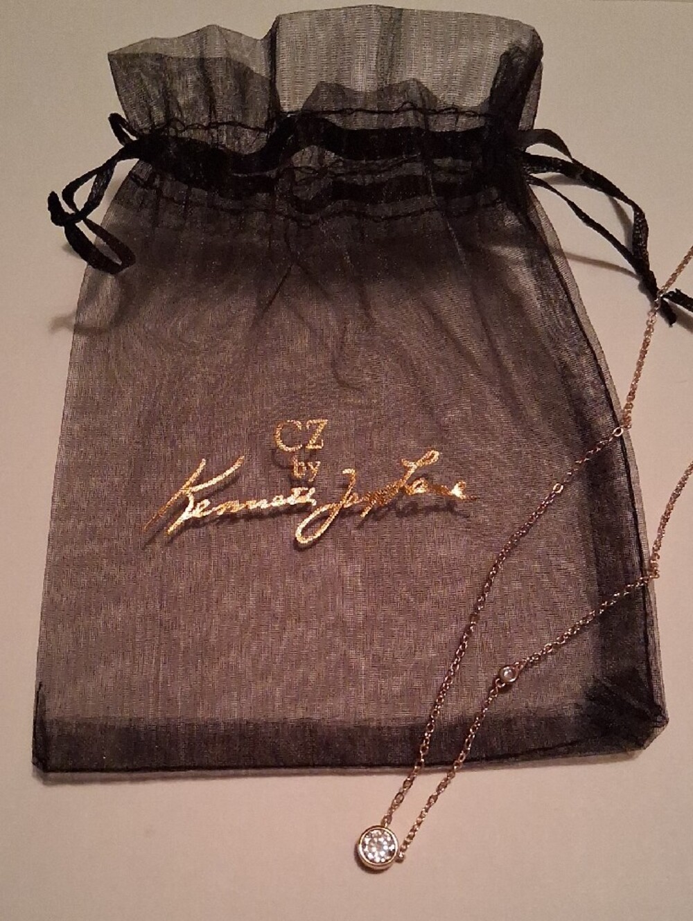 CZ by Kenneth Jay Lane NEW Gold Tone Necklace with Bezel Accents